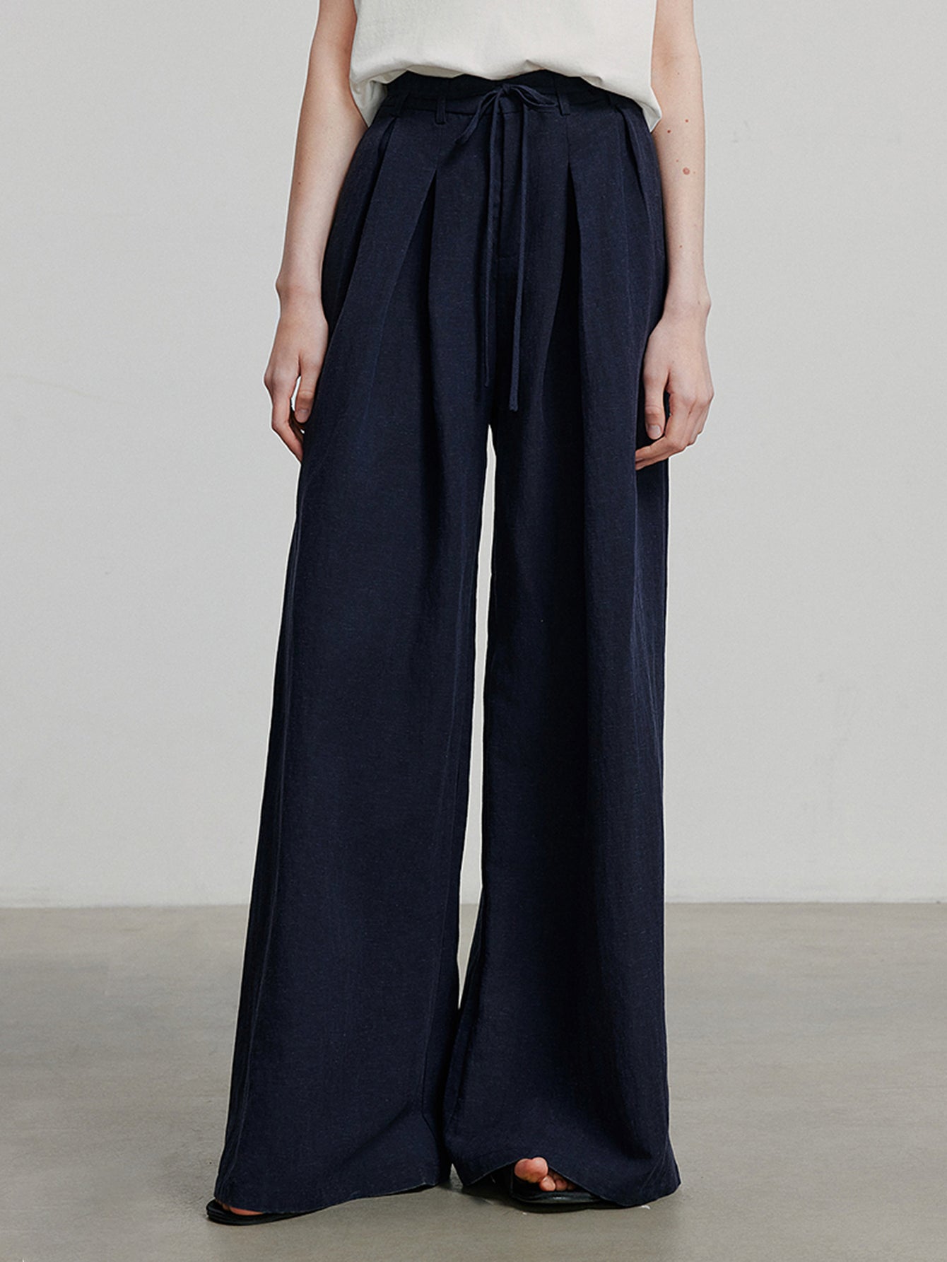 High Waisted Pleated Wide Leg Pants