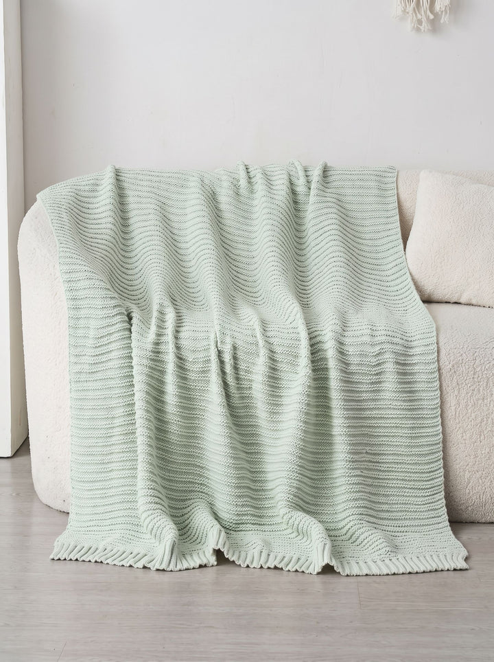 Soft Cozy Ribbed Knit Throw Blanket