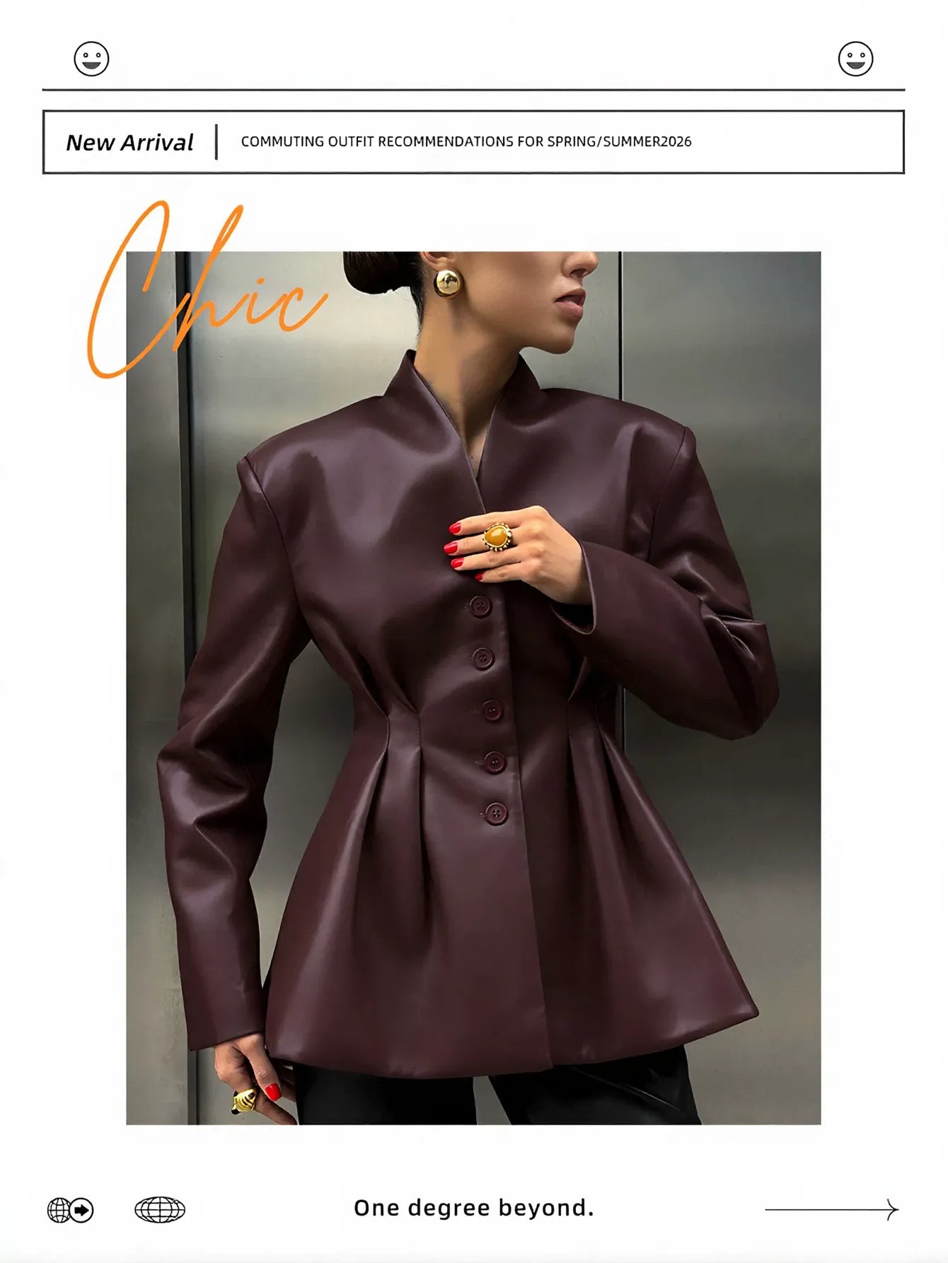 Tailored Cinched Waist Faux Leather Jacket