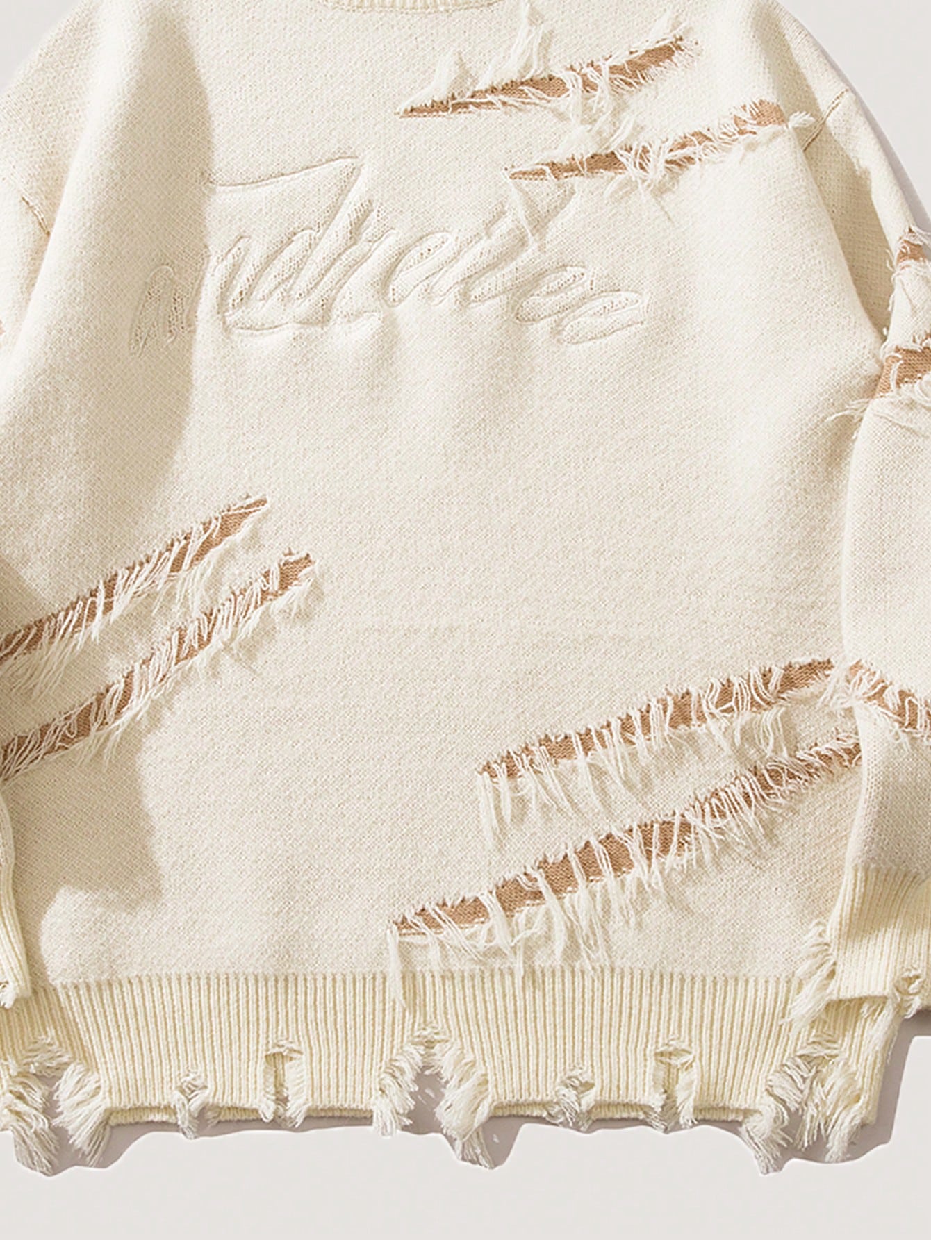 Distressed Oversized Graphic Knit Sweater