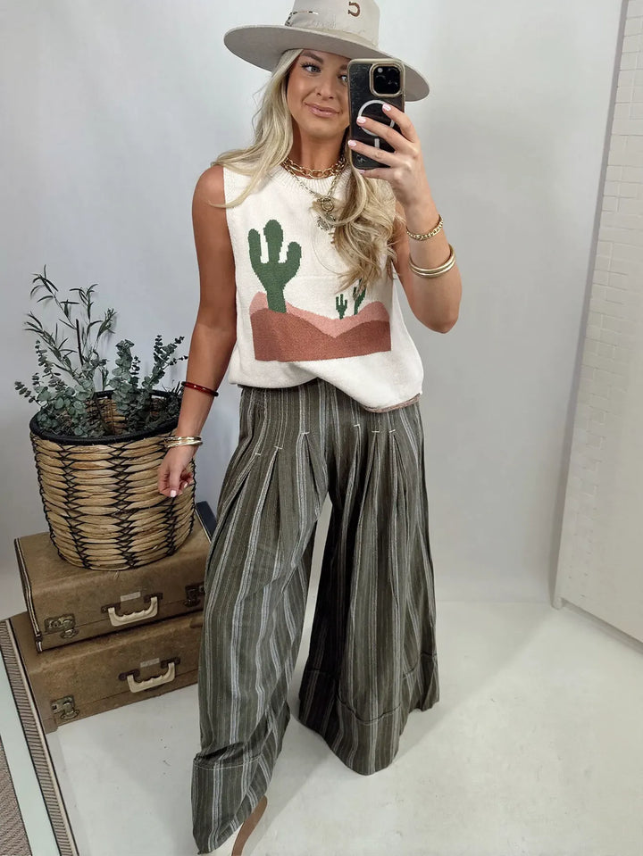 Graphic Desert Print Knit Tank Top