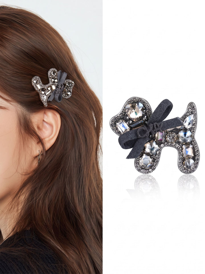 Sparkling Puppy Rhinestone Hair Clip
