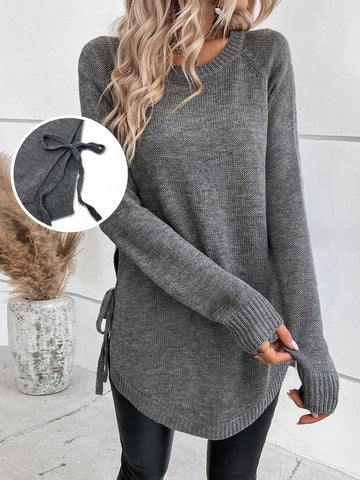 Cozy Side Tie Knit Sweater