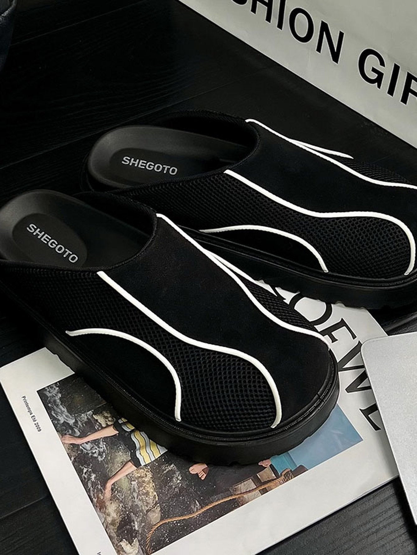 Comfy Platform Mesh Slip On Mules