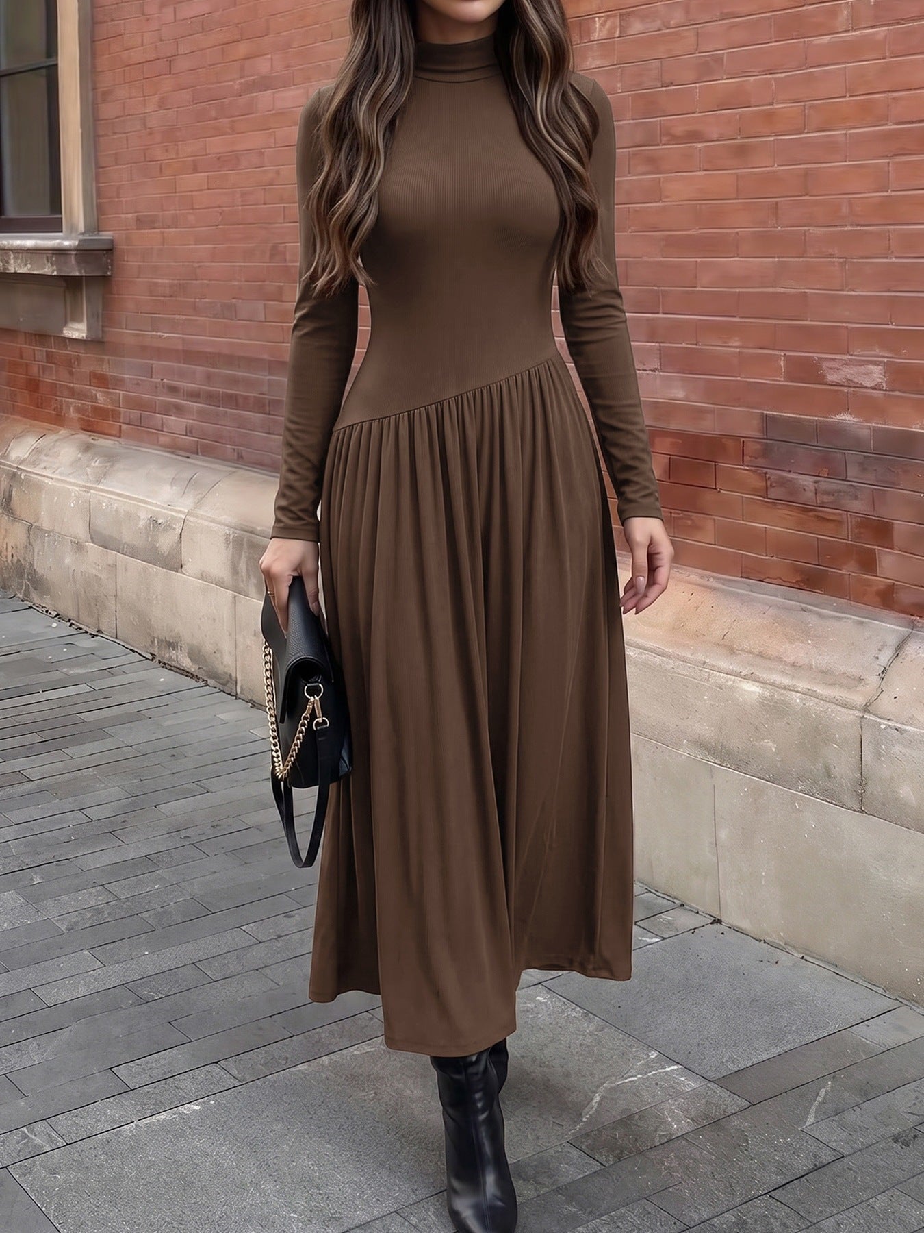 Elegant Mock Neck Maxi Dress