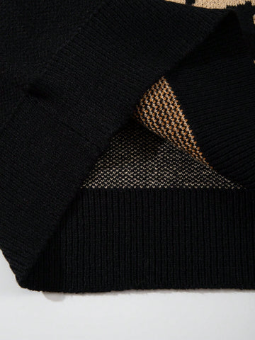Oversized Graphic Polo Knit Sweater