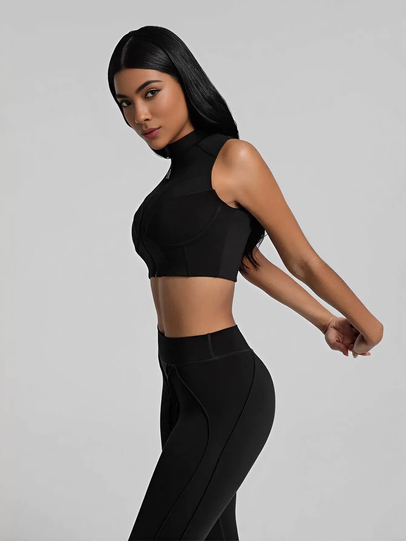 Sculpting Zip Front Athletic Tank Top