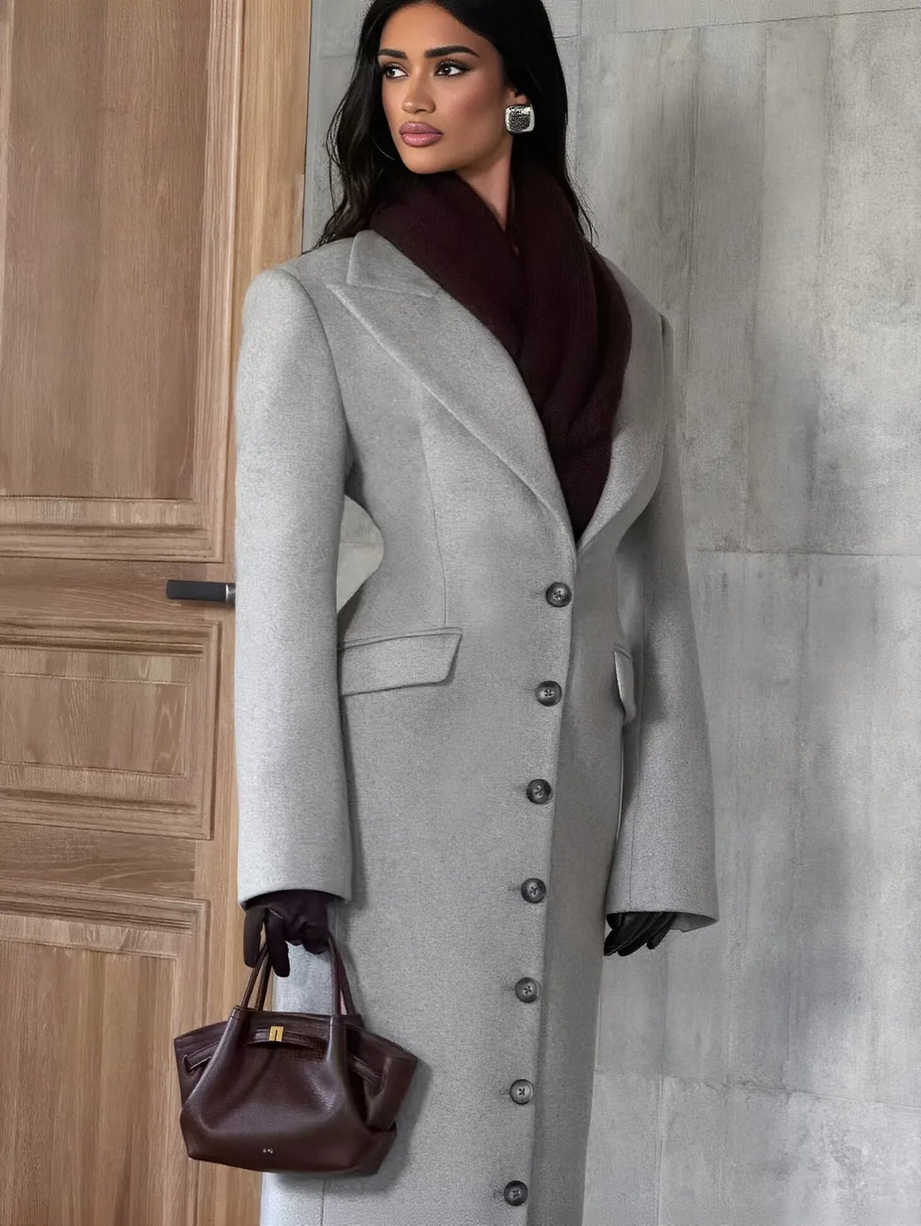 Tailored Slim Fit Long Wool Coat