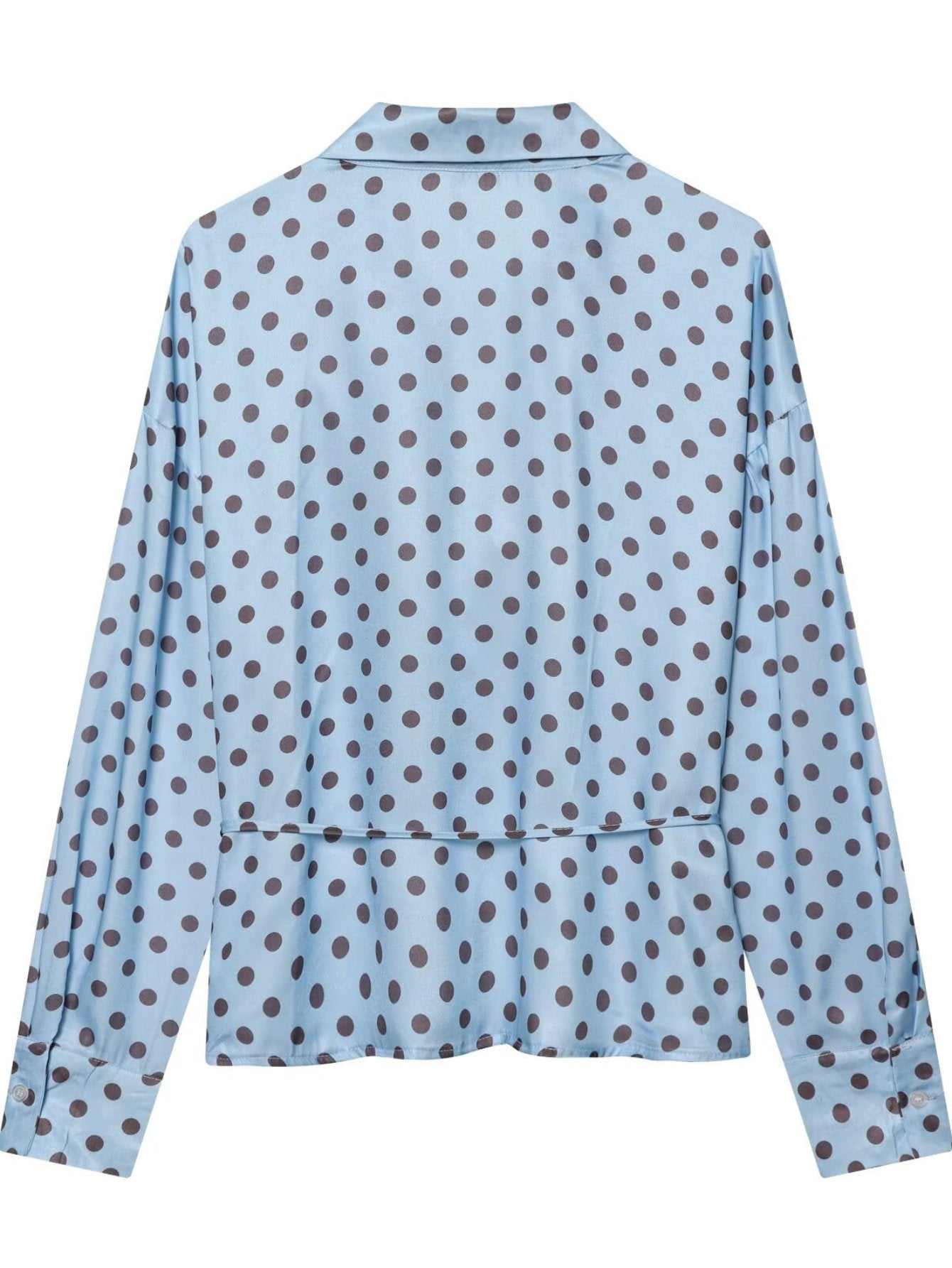 Polka Dot Tie Waist Button Shirt