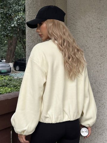 Cozy Fleece Zip Up Bomber Jacket