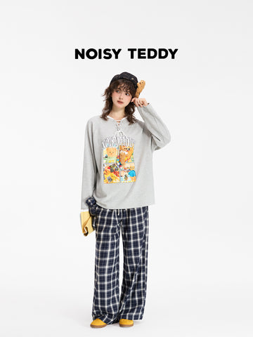 Graphic Lace Up Teddy Sweatshirt