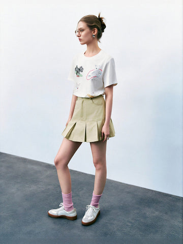 Urban Revivo A-Line Skirts-Gray Natural