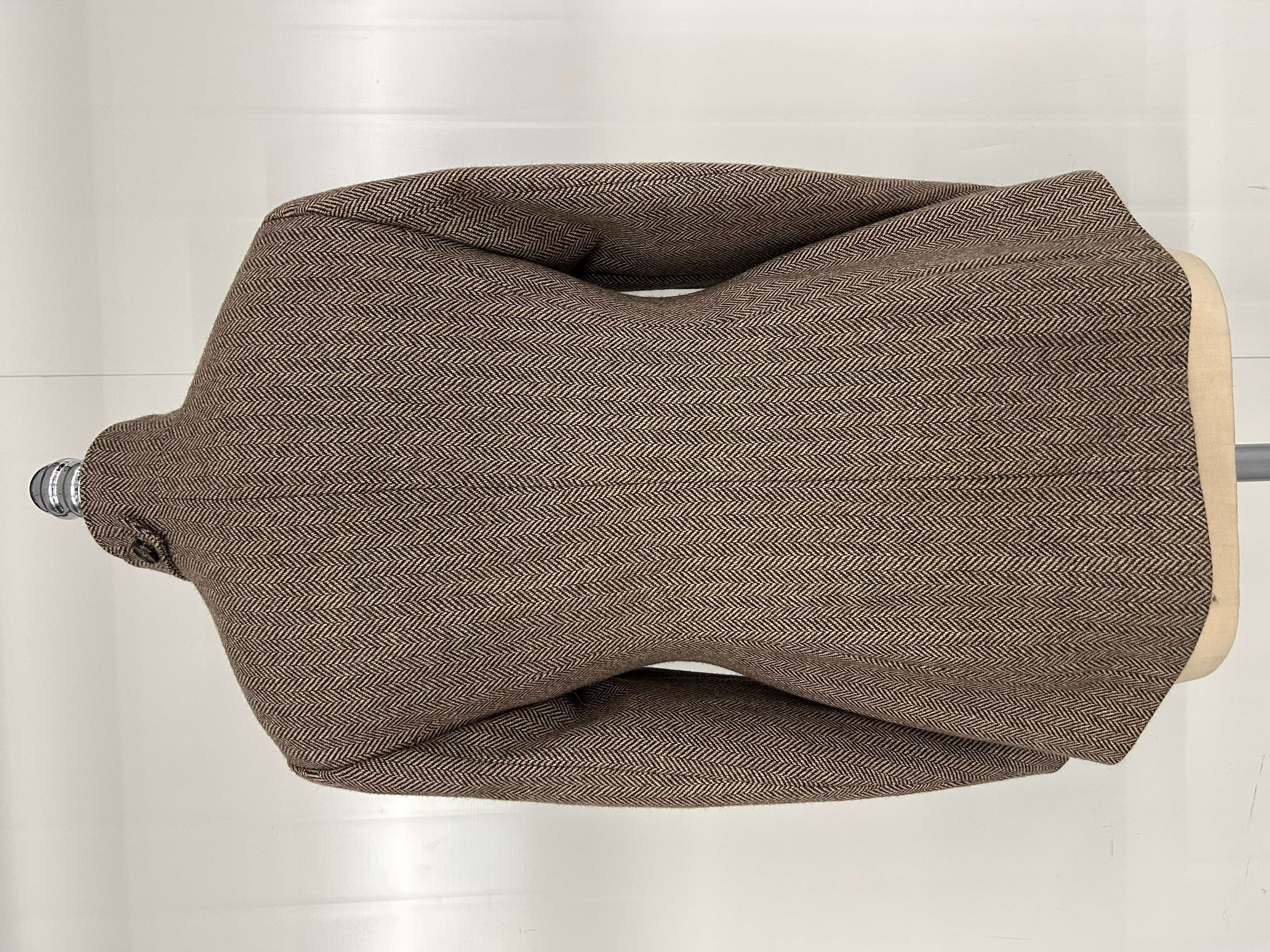 Tailored Herringbone Stand Collar Utility Jacket