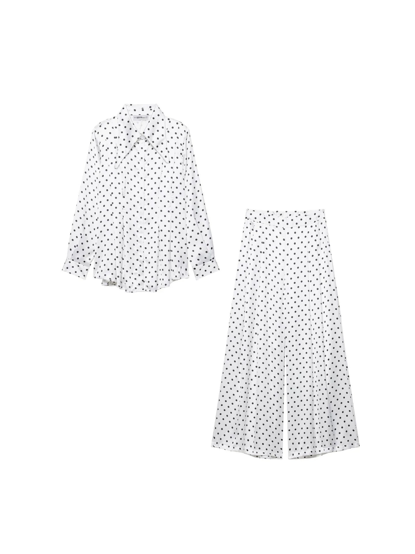 Vintage Polka Dot Wide Leg Pant Set