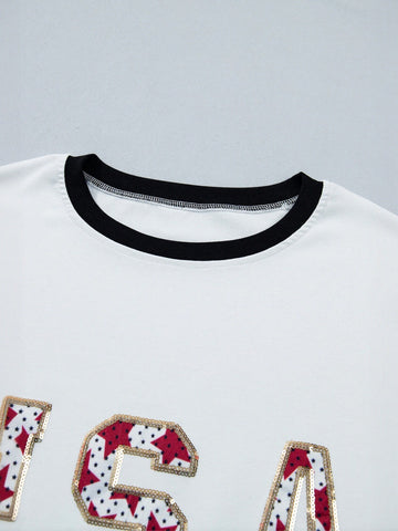 Sequined USA Graphic T-Shirt