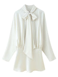 Elegant Satin Pussybow Mini Dress
