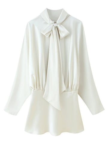 Elegant Satin Pussybow Mini Dress