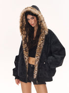 Reversible Leopard Print Faux Fur Jacket