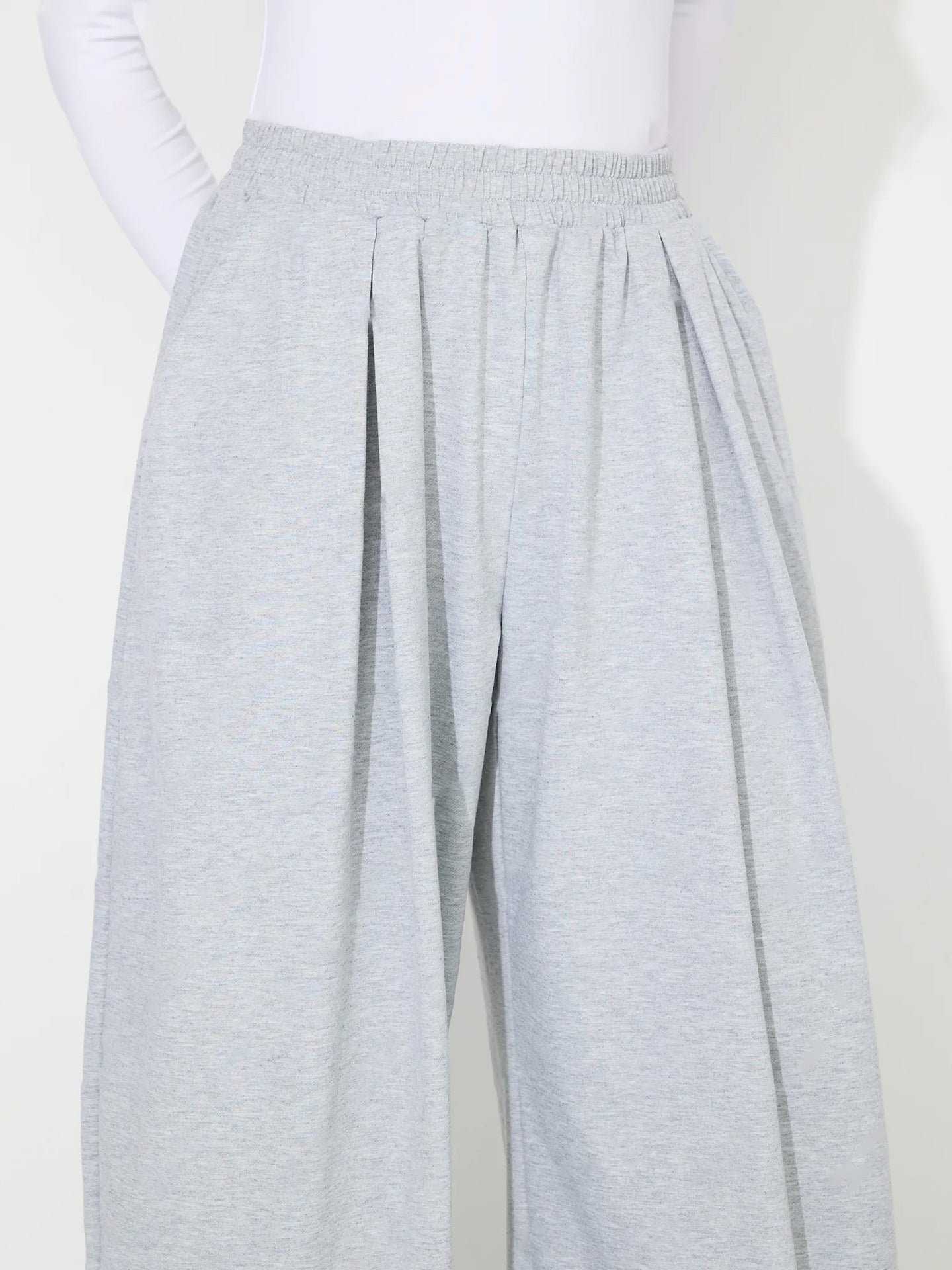 High-Waisted Wide-Leg Draped Casual Pants-Gray