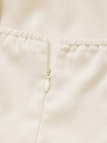 Square Neck Halter Summer Mini Dress-Beige