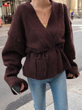 Cozy Wrap Tie Knit Cardigan