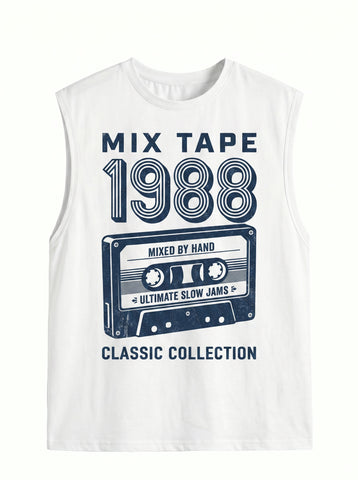 Vintage Graphic Print Sleeveless Tank Top