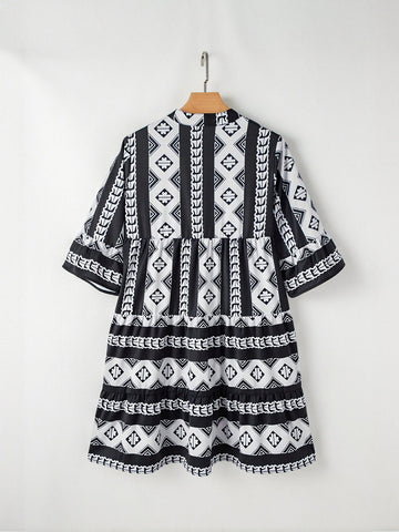 Bohemian Printed Tiered Mini Dress