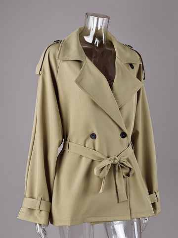 Cropped Belted Trench Coat Jacket