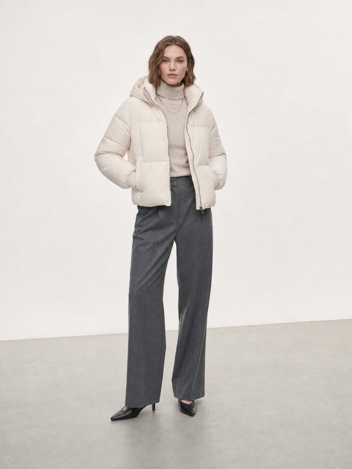 Cozy Hooded Cream Puffer Jacket