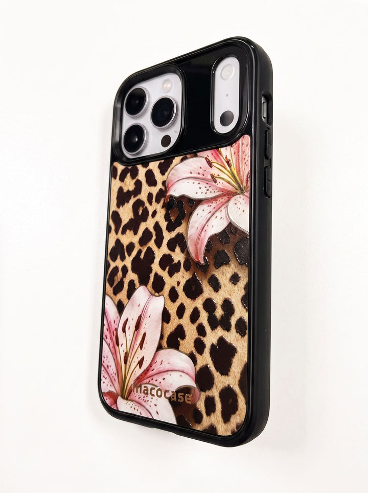 Pink Lily and Leopard Print Phone Case