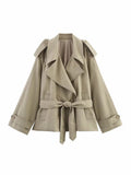 Oversized Belted Cropped Trench Coat