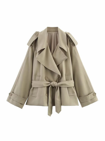 Oversized Belted Cropped Trench Coat