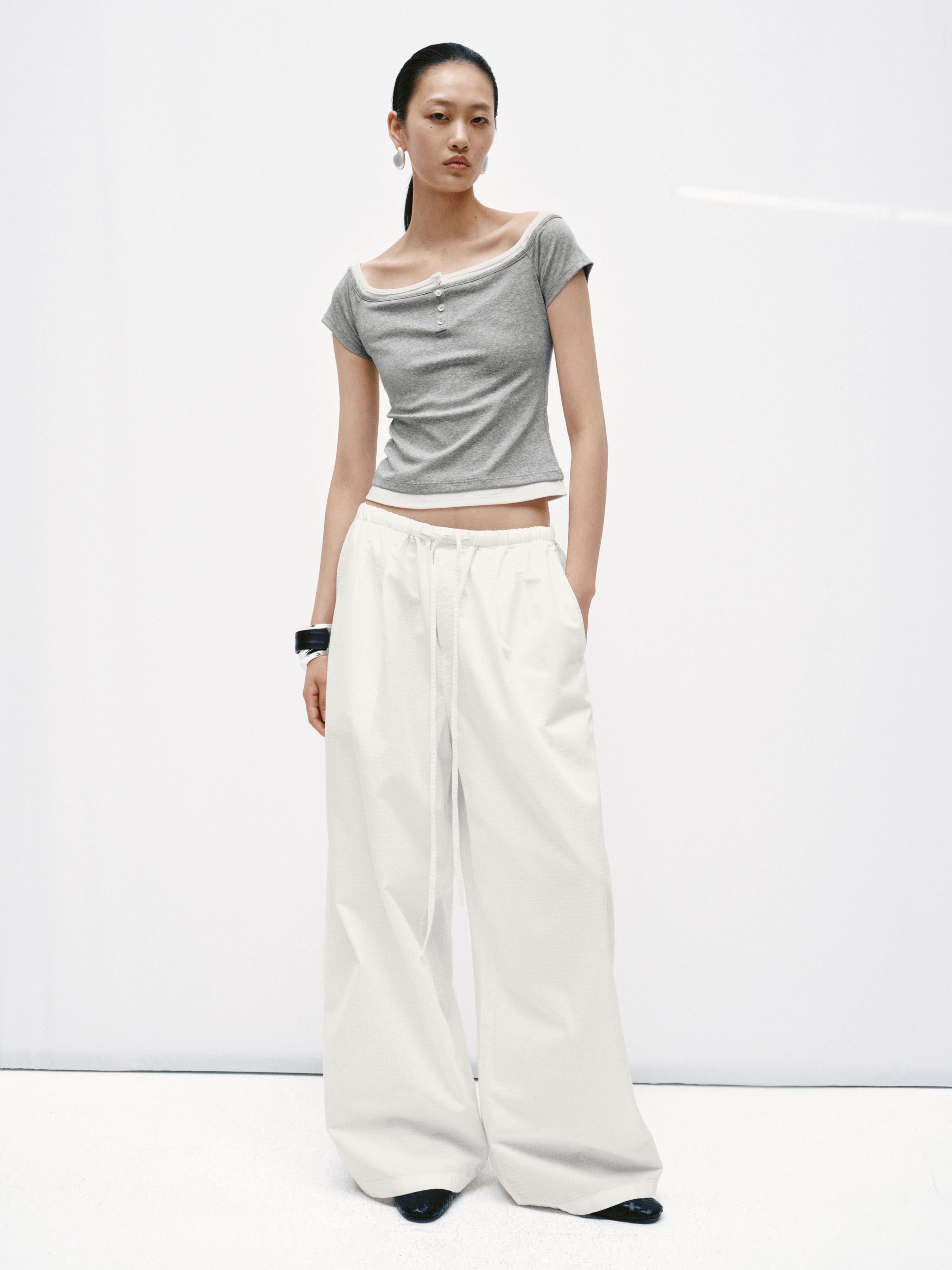 Drawstring Wide Leg Jeans