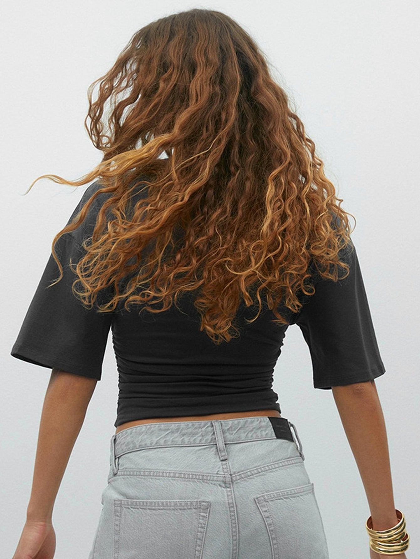Ruched Slim Fit Crop T-Shirt