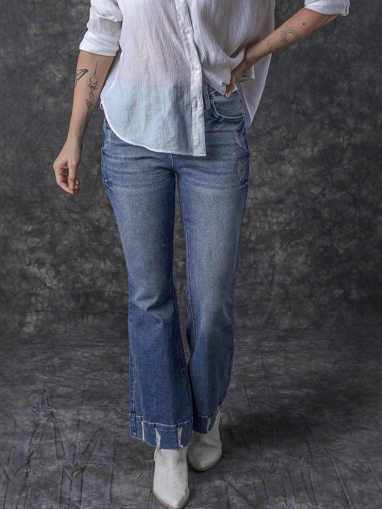 High Waist Flare Leg Jeans
