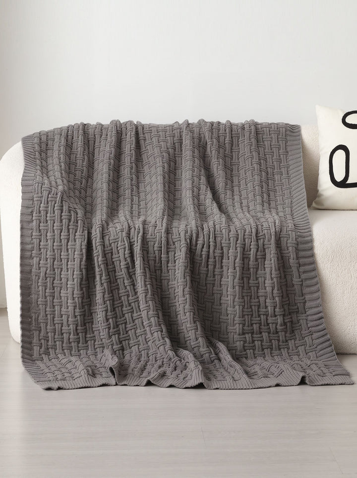 Soft Textured Pink Knit Throw Blanket