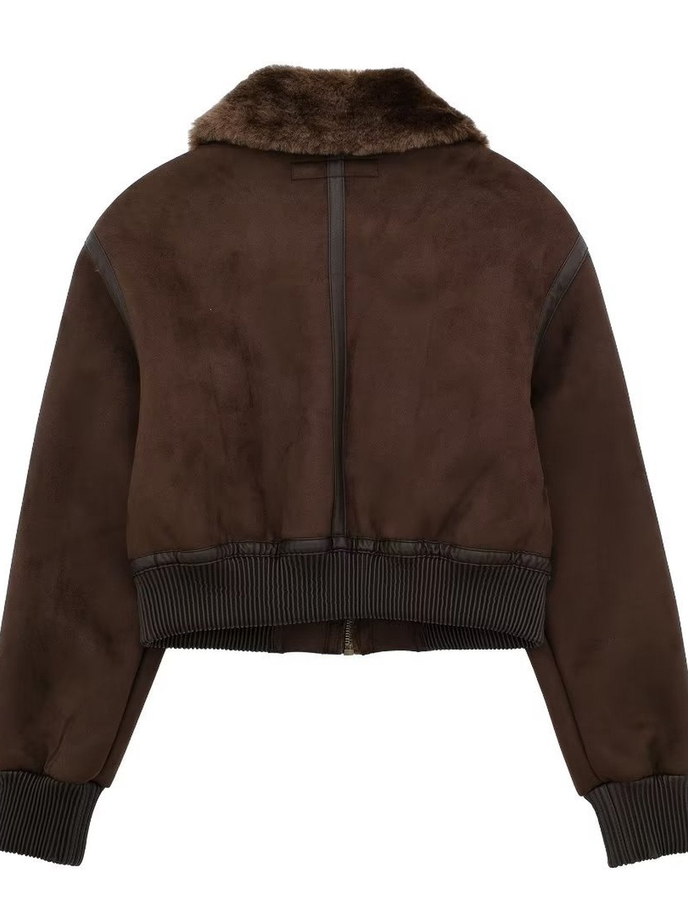 Faux Fur Lined Cropped Bomber Jacket
