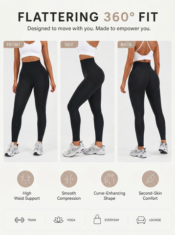 High Waisted Ribbed Yoga Leggings