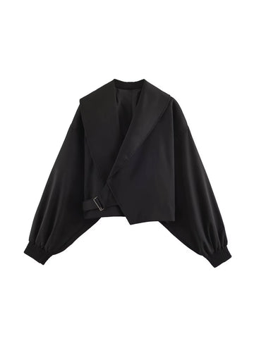 Oversized Buckled Crop Jacket