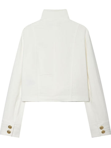 Double Breasted Cropped Military Trench Coat