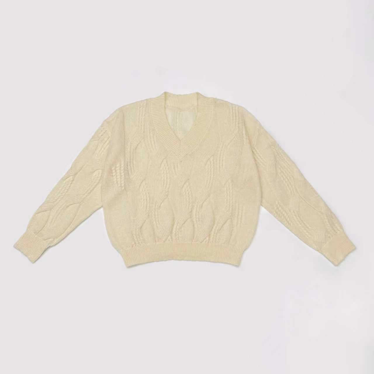 Cozy Cable Knit V Neck Pullover