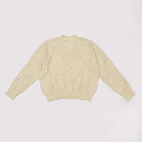 Cozy Cable Knit V Neck Pullover
