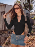 Fitted Zip Up Long Sleeve Bodysuit