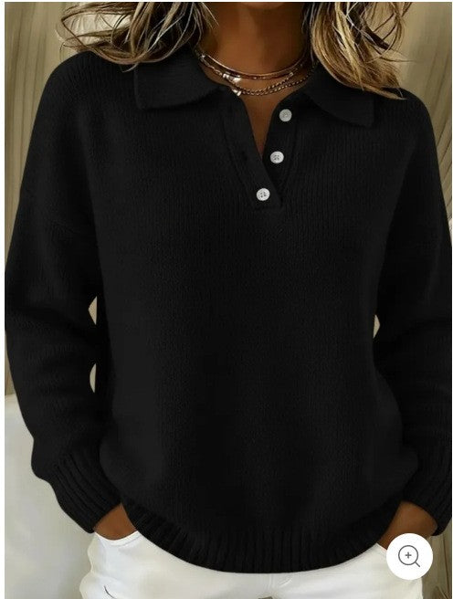 Cozy Button Up Knit Pullover Sweater