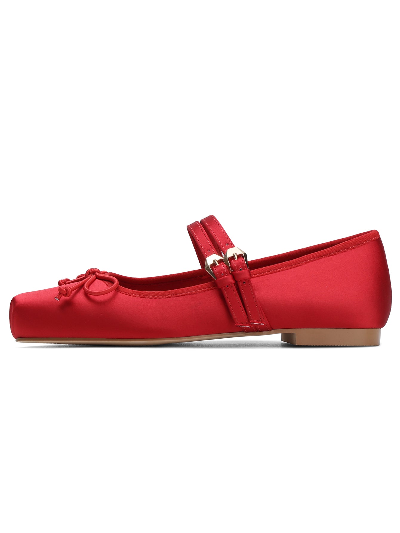 Red Satin Bow Mary Jane Flats