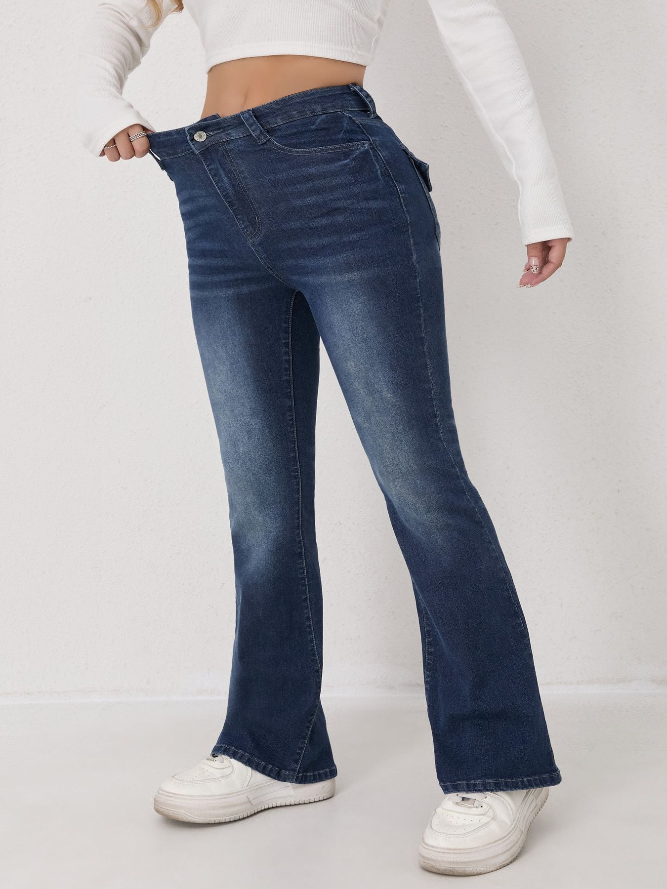 High Rise Flap Pocket Jeans