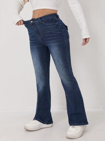 High Rise Flap Pocket Jeans