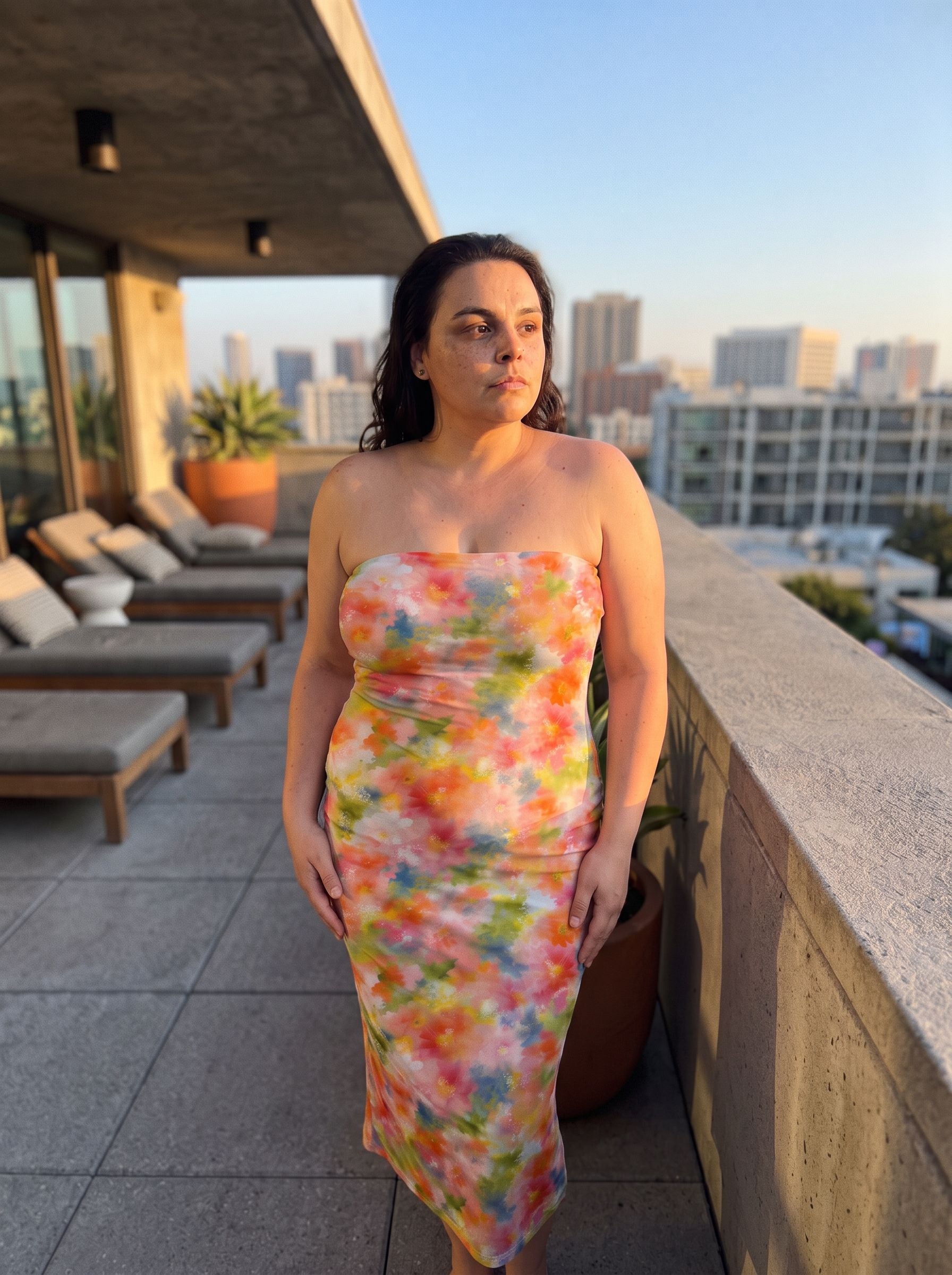 jessica Reilly's Watercolor Floral Print Midi Dress