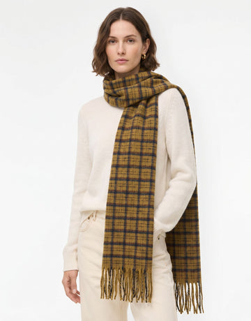 Cozy Plaid Brushed Wool Scarf