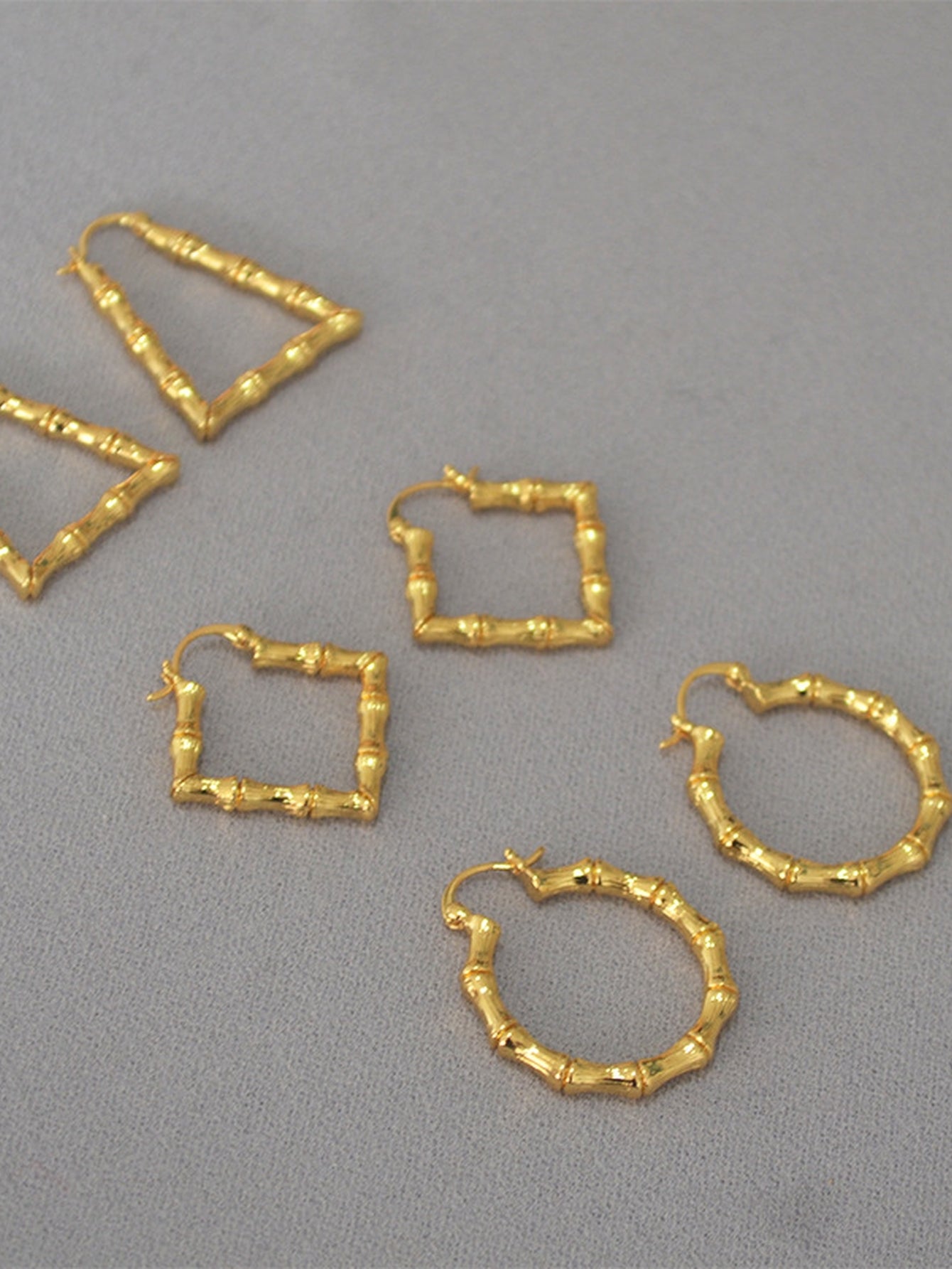 Gold Textured Bamboo Hoop Earrings